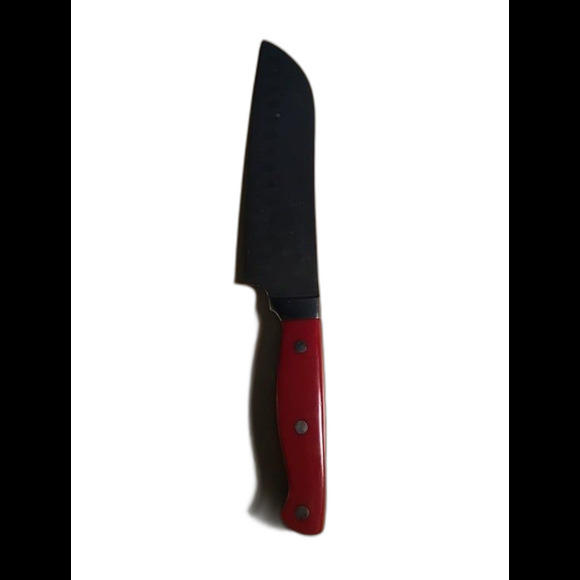 Kitchen Aid Santoku Chef Knife, Fluted Edge, 7 Inch Blade, Red - Picture 2 of 2